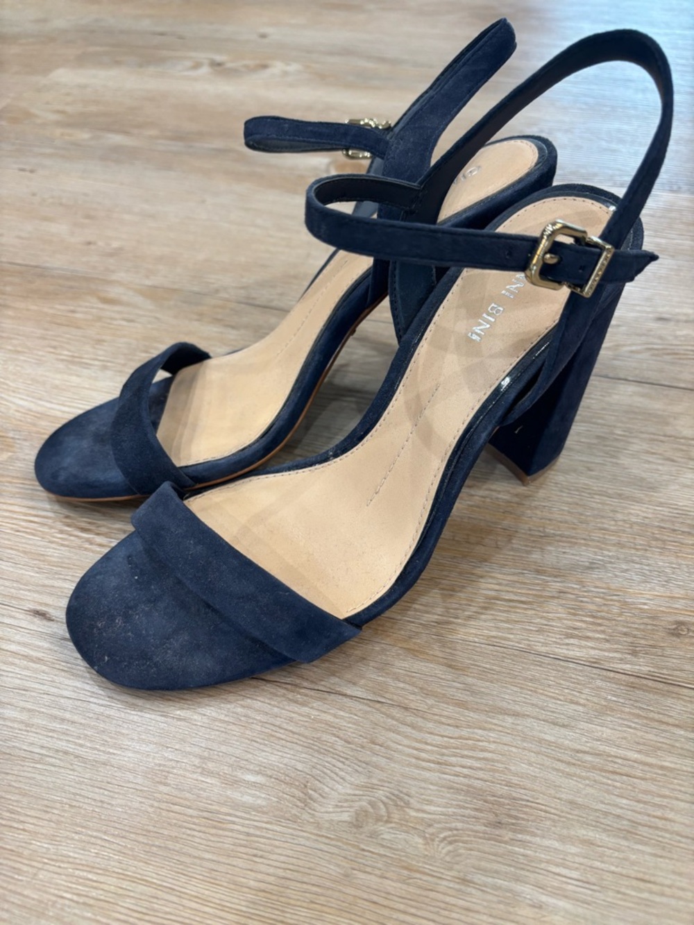 Gianni Bini Black Suede Block Heel Sandals